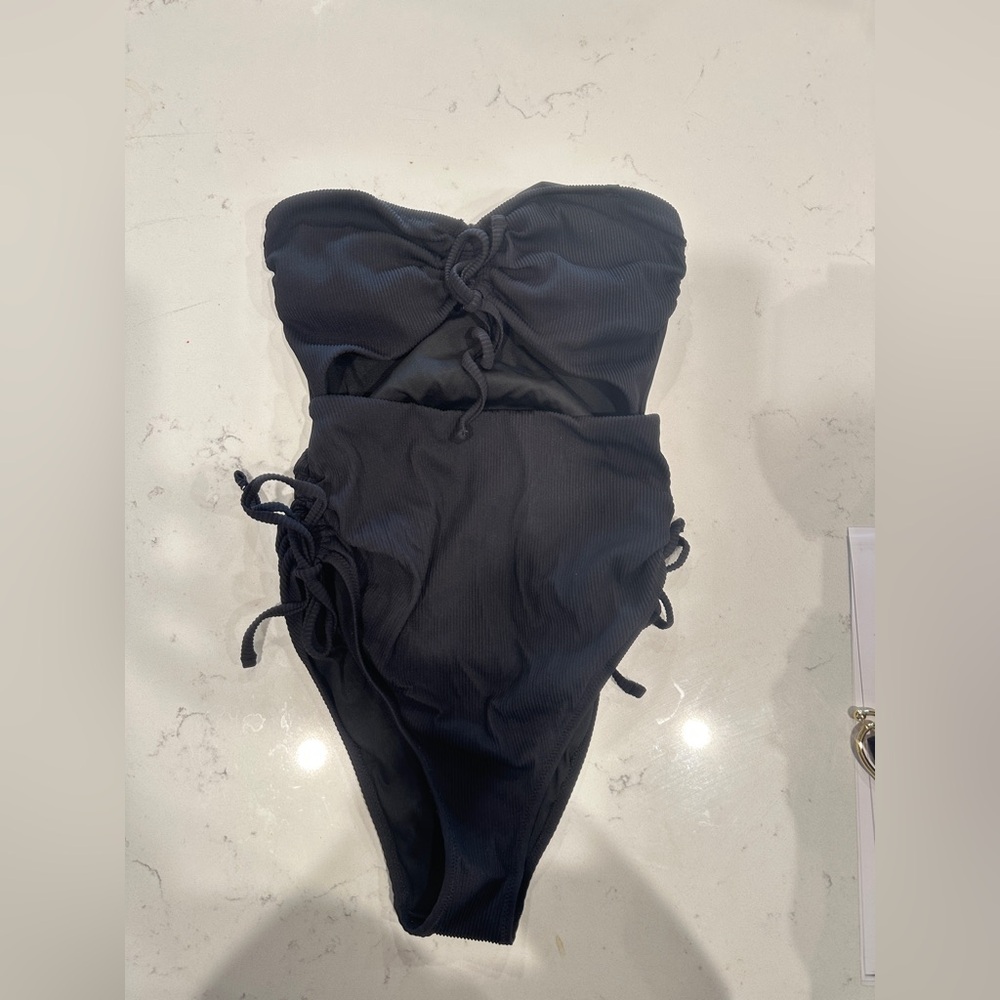 Black Strapless Swimsuit with cut out!